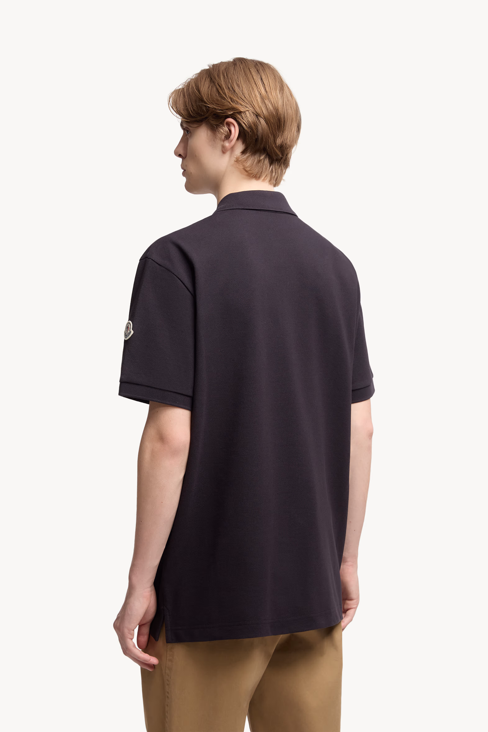 Monogram Cotton Piquet Polo Shirt Men Navy Blue Moncler 5